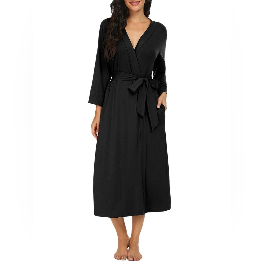 Women Kimono Robe Long Bathrobe Lightweight Loungewear Spa Bathrobe